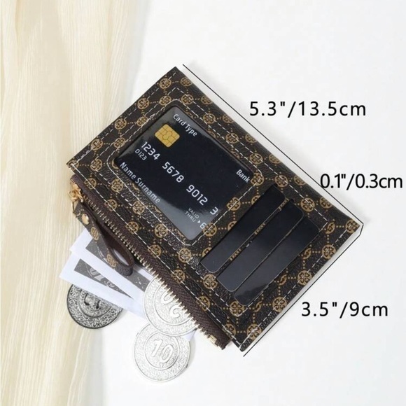 ⚠️Clearance Coffee Brown Patterned Design Slim Cardholder / Wallet - Picture 2 of 4